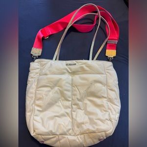 MZ Wallace Bright White with iridescent straps bowery quatro tote